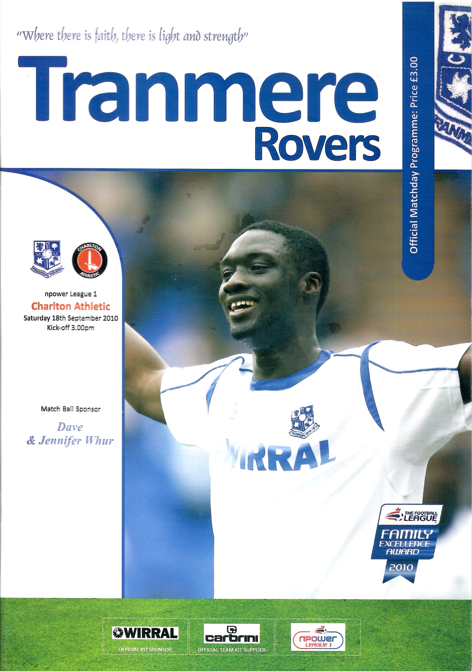 Tranmere Rovers v Charlton Athletic match programme